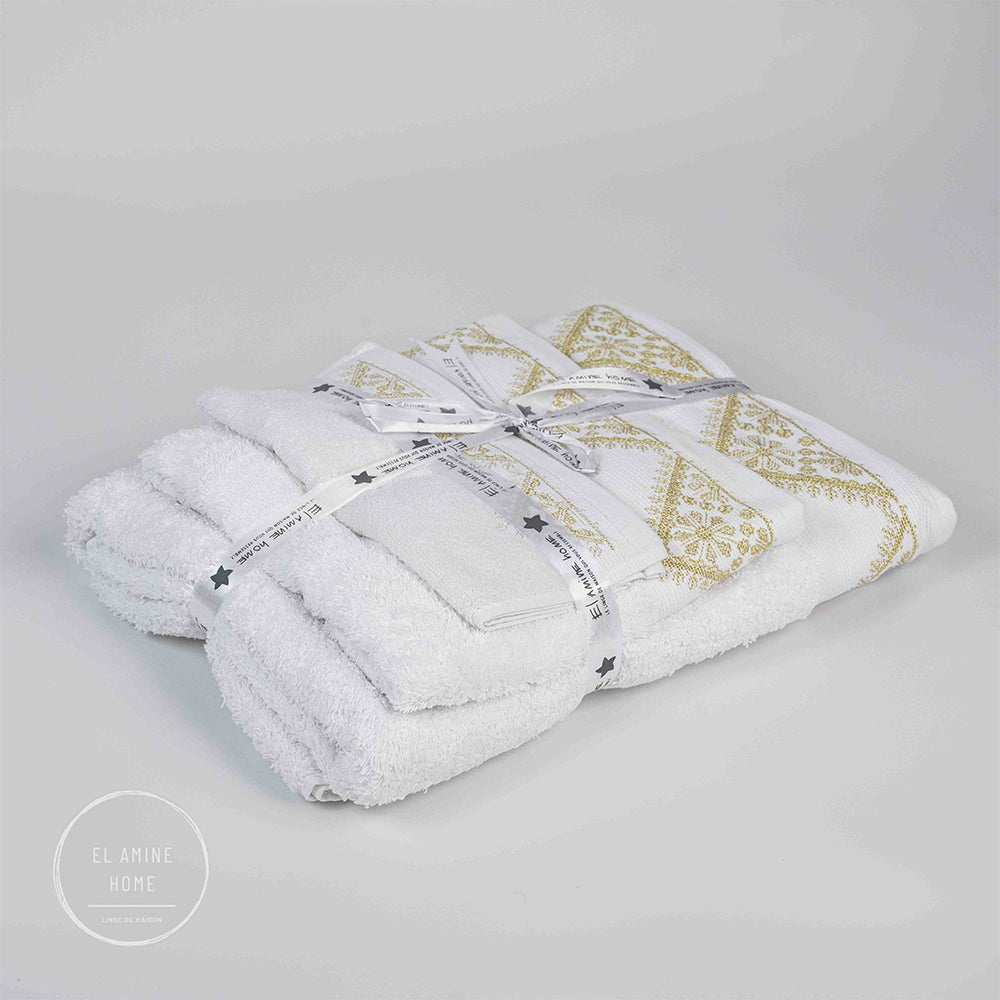 Pack de 4 serviettes brodées dans leur housse brodée