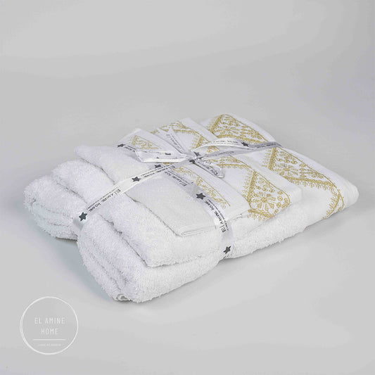 Pack de 4 serviettes brodées dans leur housse brodée