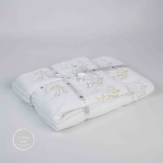 Pack de 4 serviettes brodées dans leur housse brodée