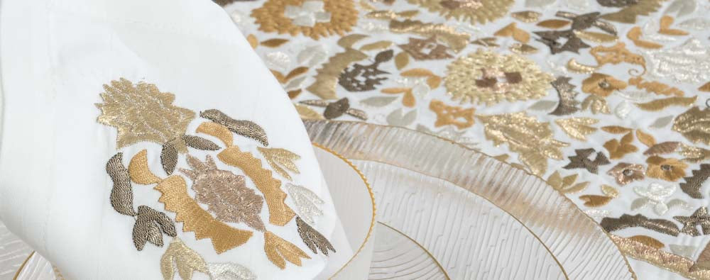 Nappe brodée carrée - Collection Taajira Tetouania