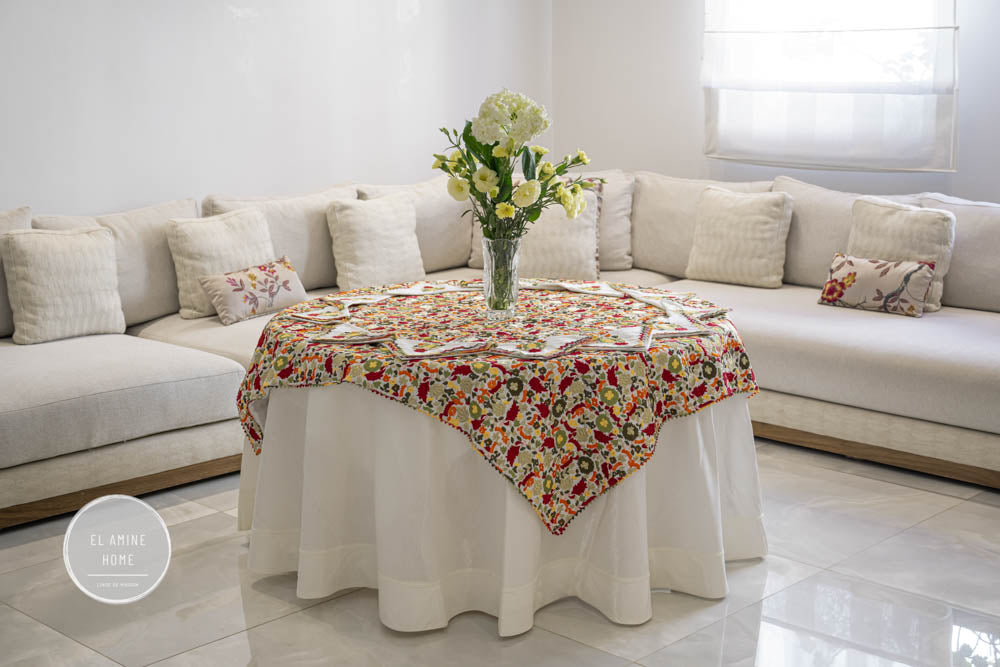 Nappe brodée carrée - Collection Taajira Tetouania