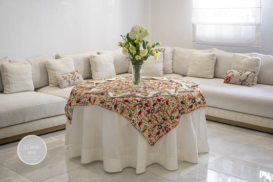 Nappe brodée carrée - Collection Taajira Tetouania