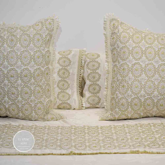 Parure de lit brodée Rbati avec Tekrir ou Tedriss