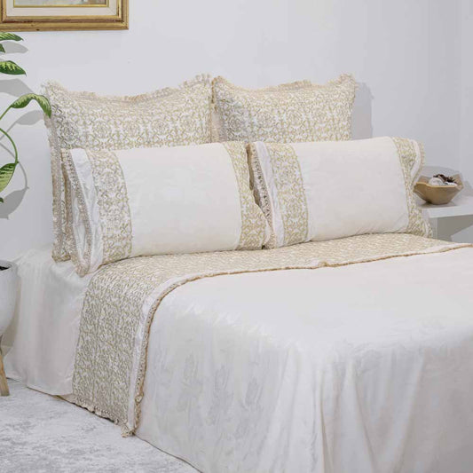 Parure de lit brodée Rbati avec Tekrir ou Tedriss