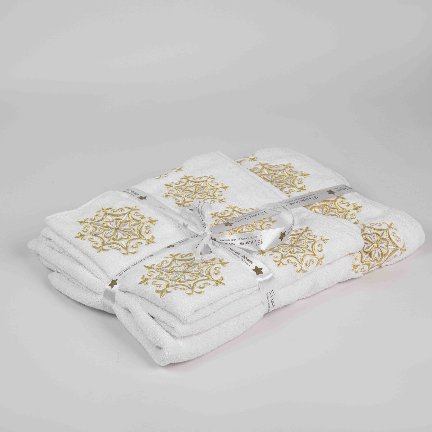 Pack de 4 serviettes brodées dans leur housse brodée