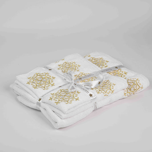 Pack de 4 serviettes brodées dans leur housse brodée