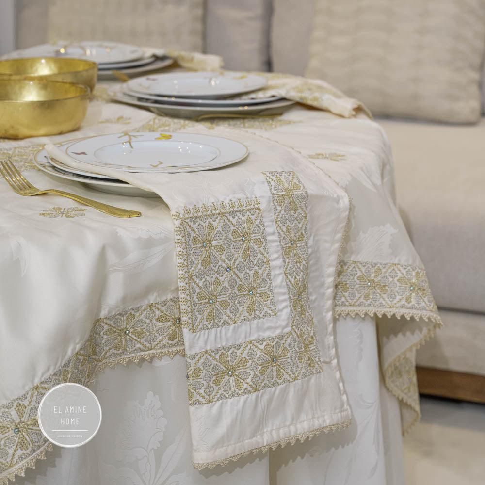 Nappe brodée carrée - Collection Ghourza Fassia