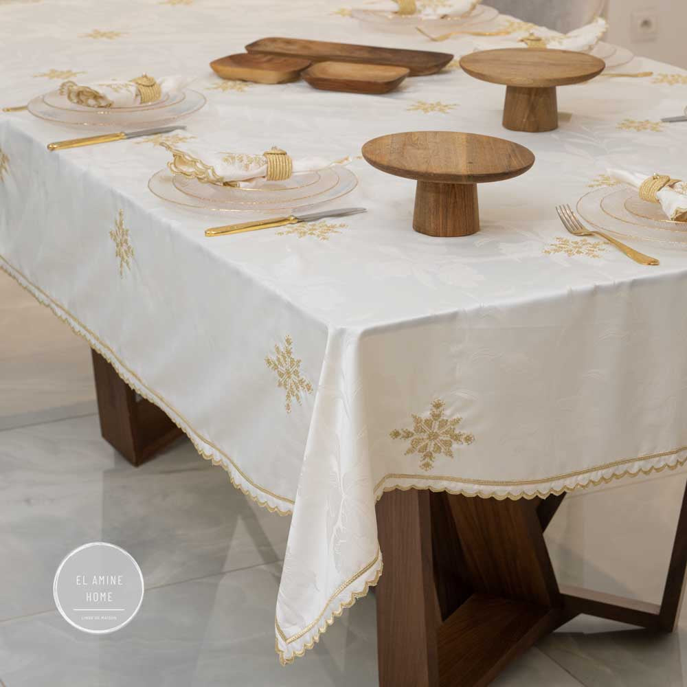 Nappe brodée rectangulaire - Collection Ghourza Snow