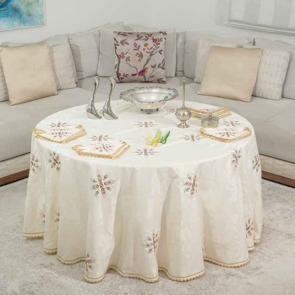 Nappe brodée ronde - Collection Chelhaoui