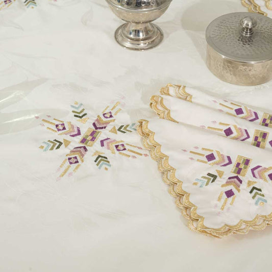 Nappe brodée ronde - Collection Chelhaoui