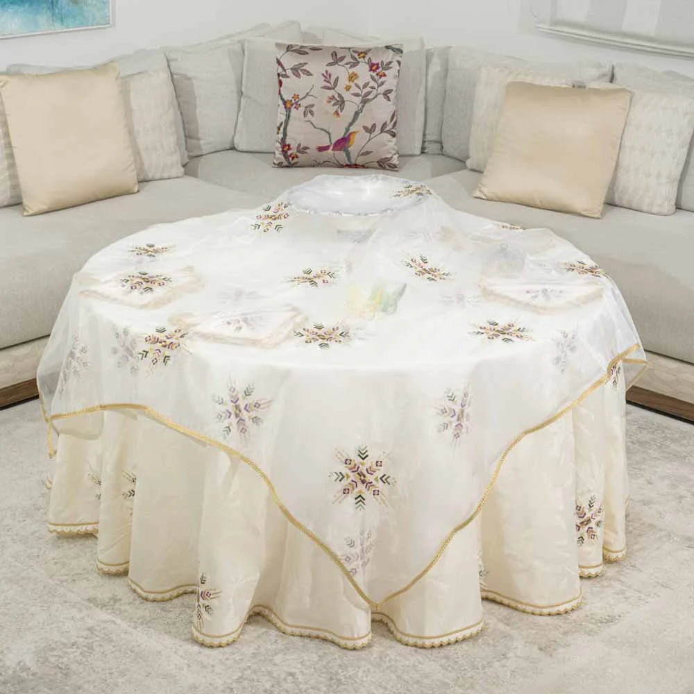 Voile de table brodé 140 cm