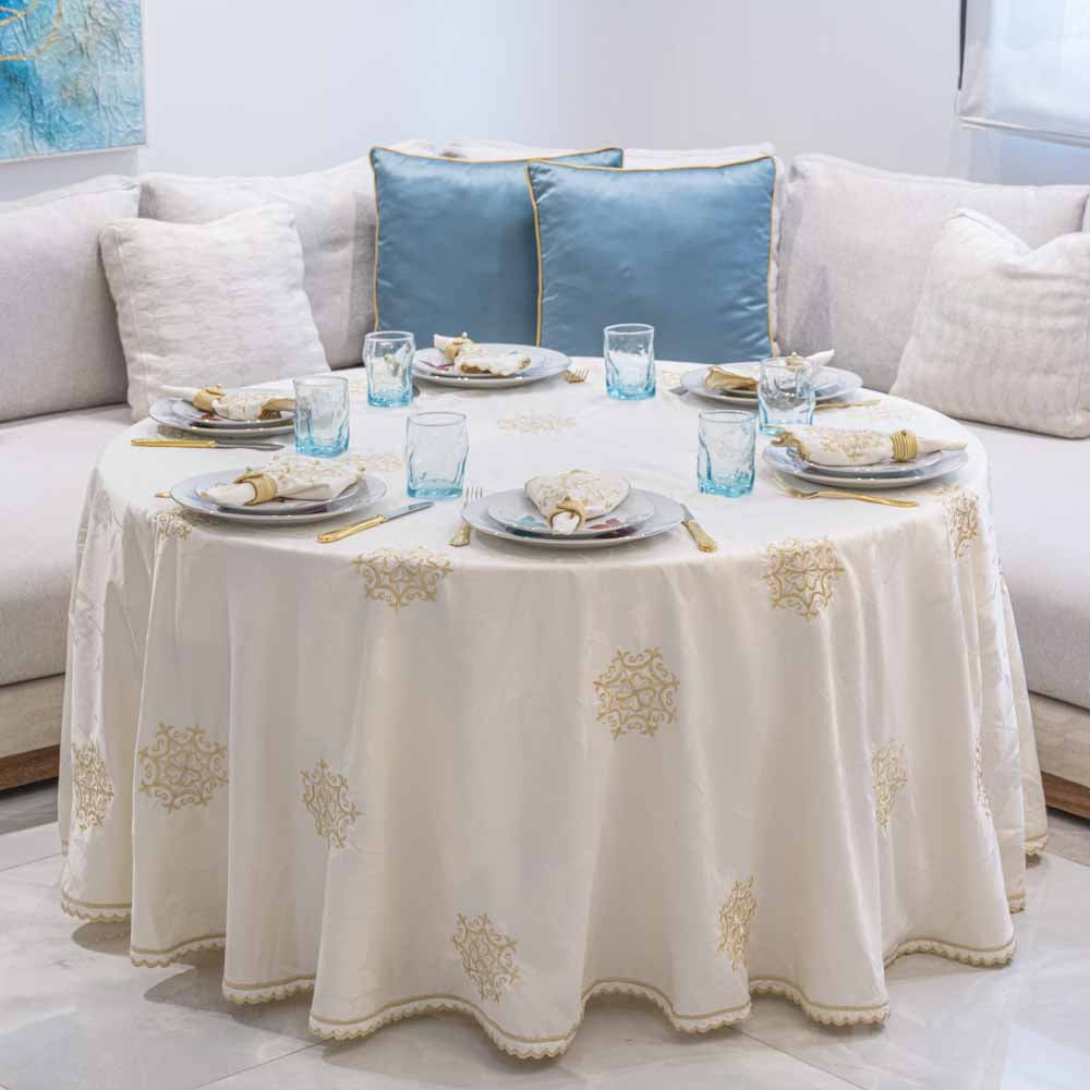 Nappe brodée ronde - Collection Warda