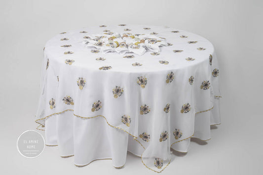 Voile brodé de table Taajira Tradition de Tétouan