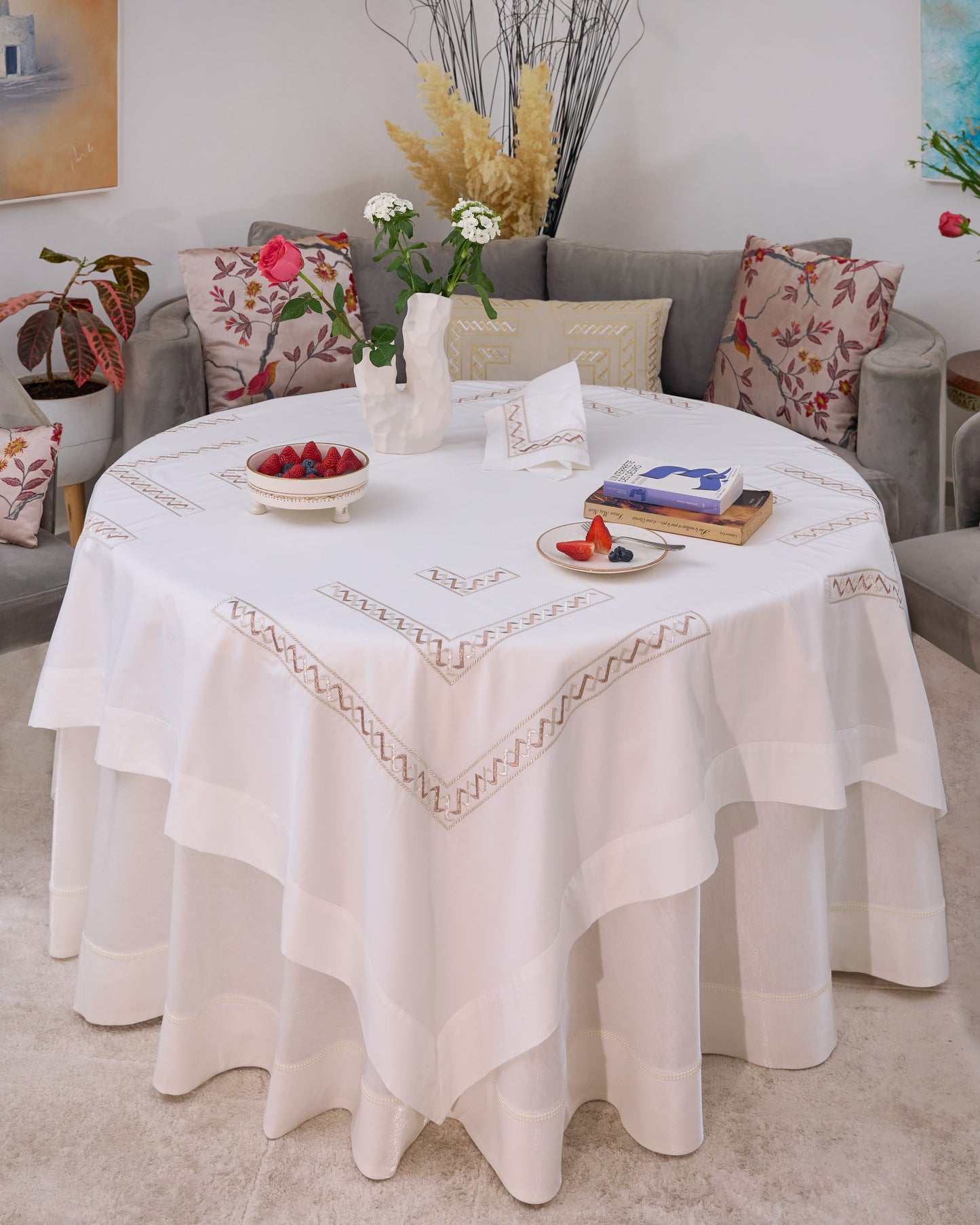 Nappe brodée carrée - Collection Signature