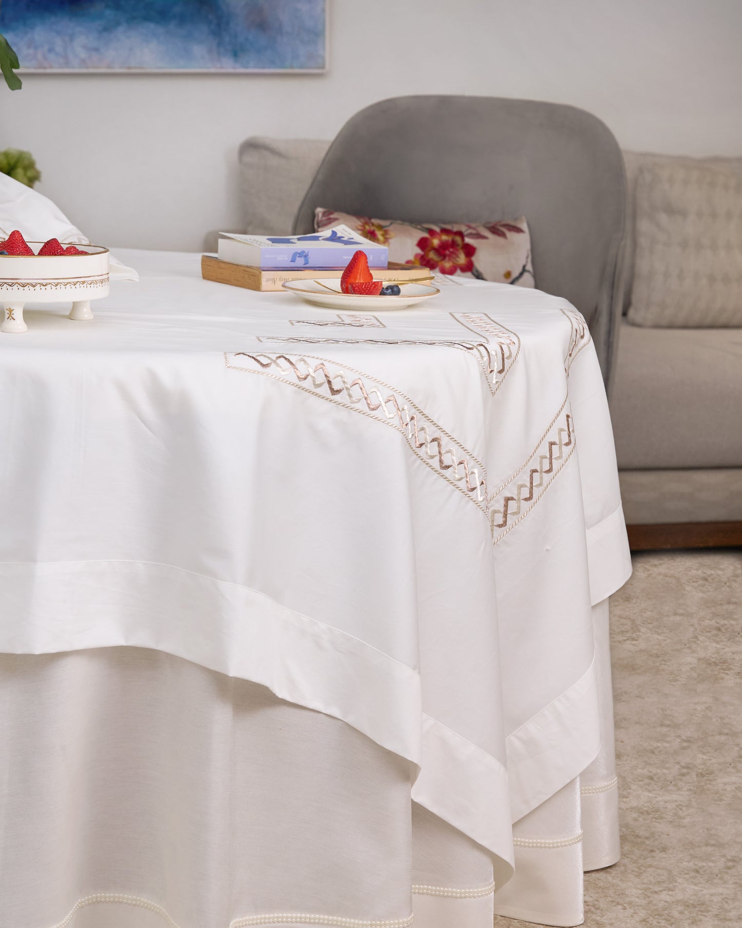 Nappe brodée carrée - Collection Signature