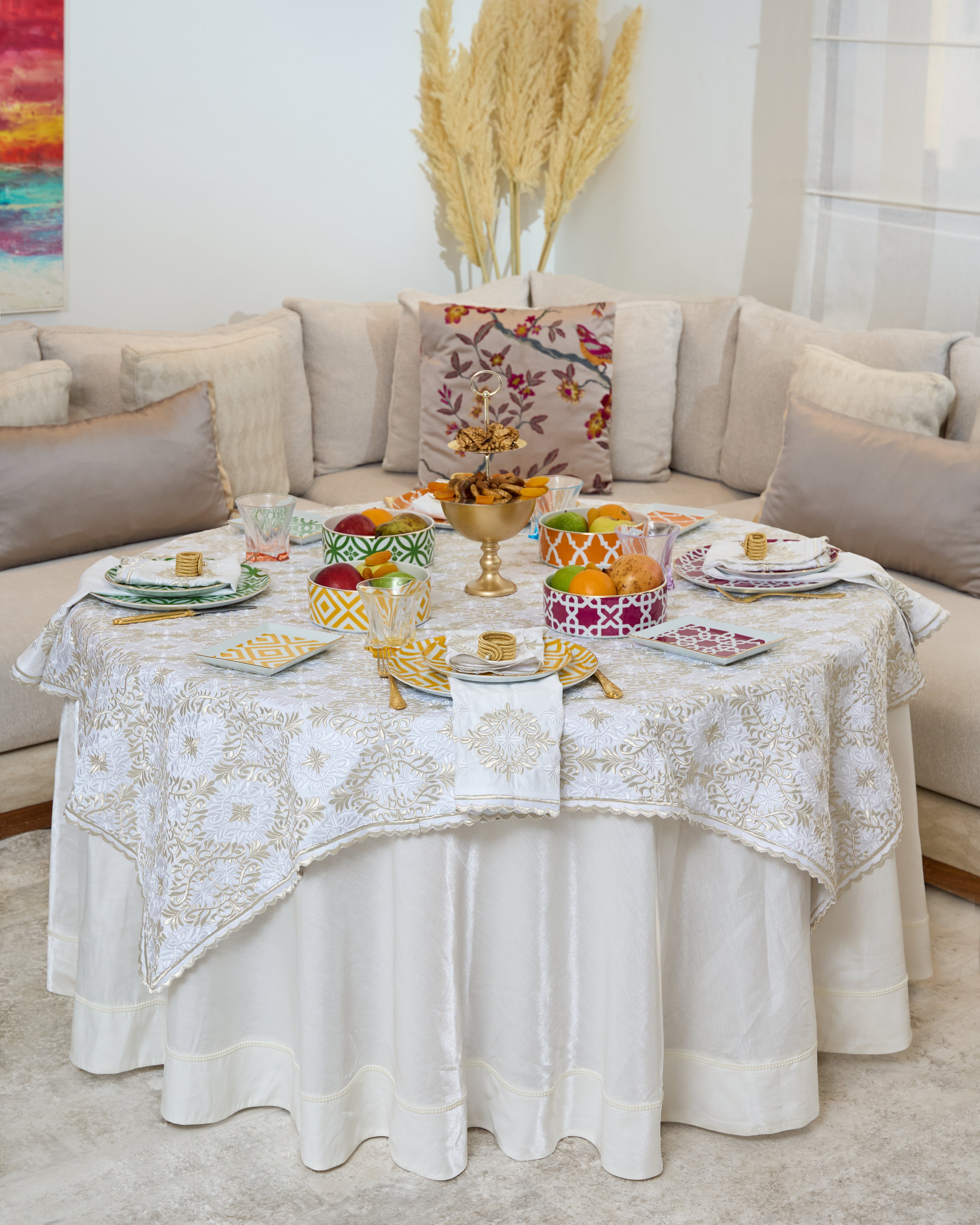 Nappe brodée carrée - Collection Laâyoune