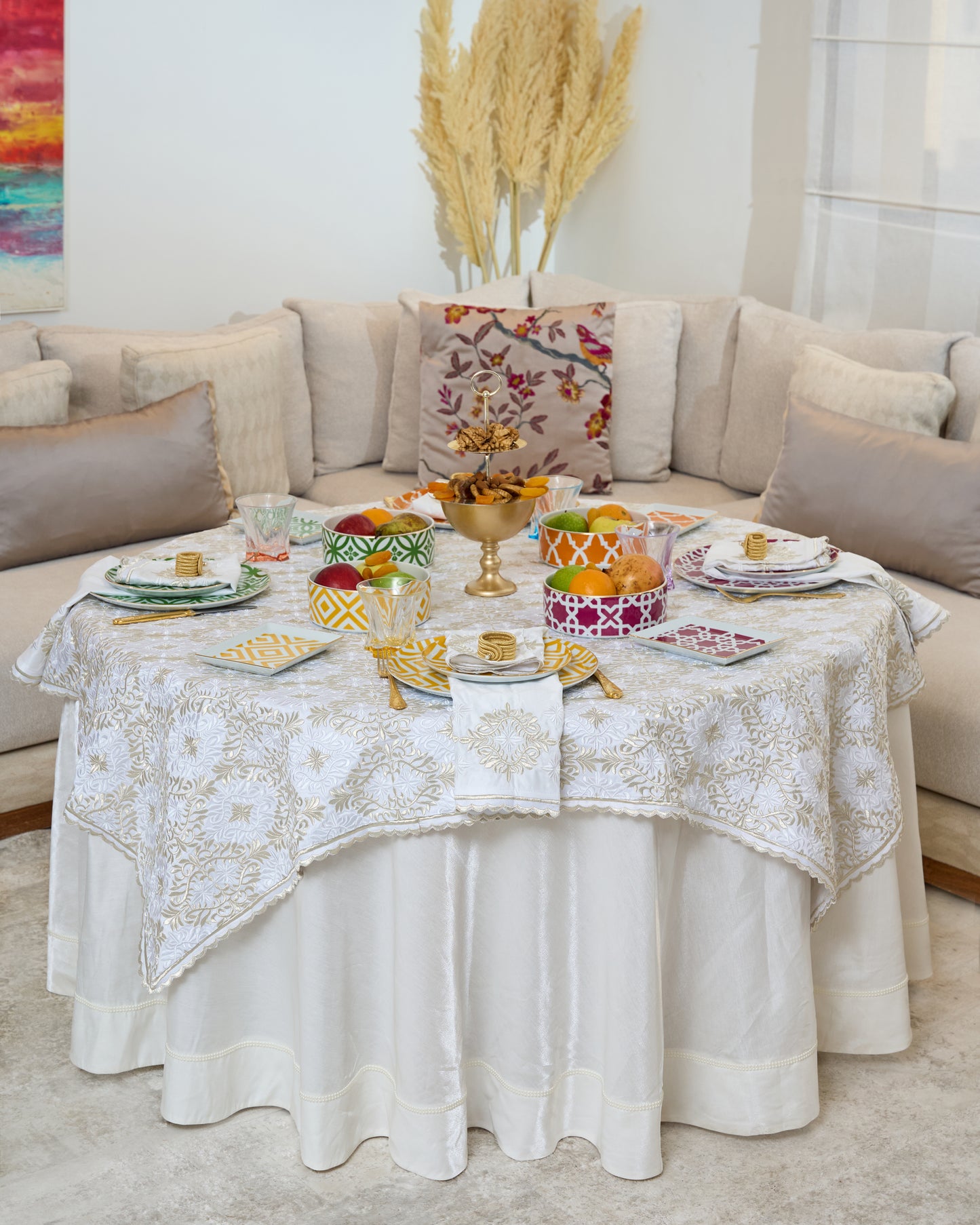 Nappe brodée carrée - Collection Laâyoune