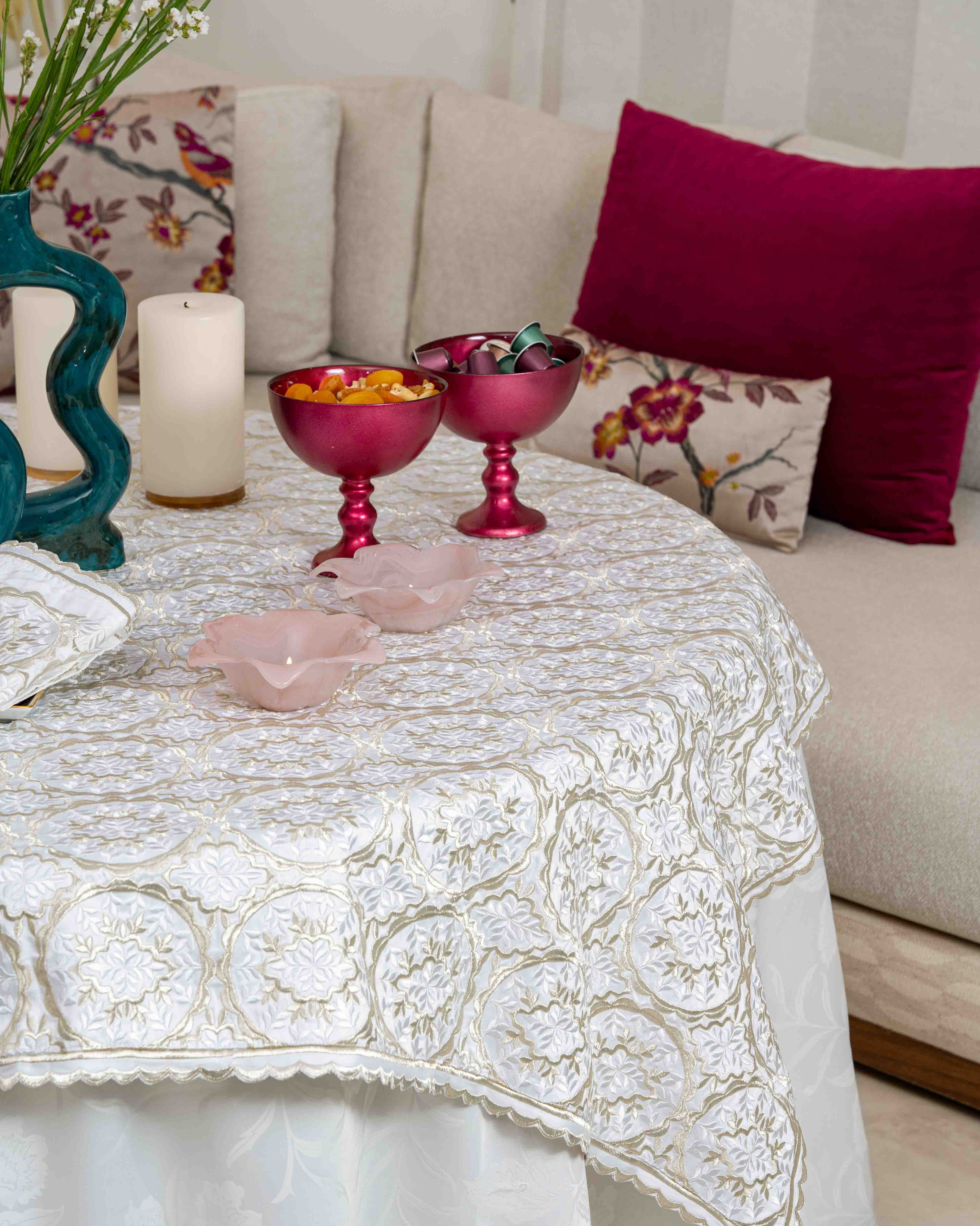 Nappe brodée carrée - Collection Rziza