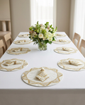 Sets de table rond brodés - Collection Feuille de laurier