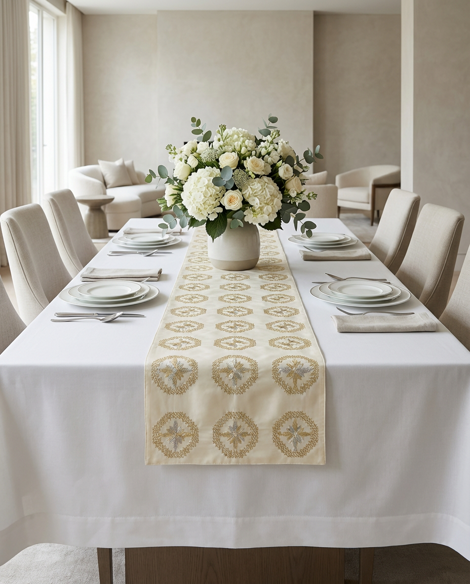 Chemin de table brodé - Collection Ghourza Rbati revisité