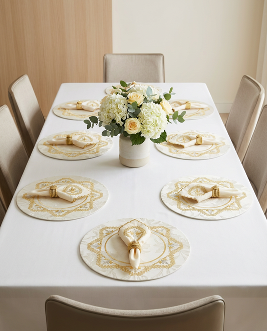 Sets de table rond brodés - Collection Ghourza Rbati