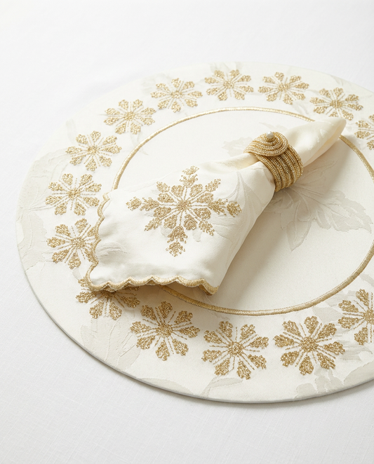 Chemin et set de table brodé - Collection Ghourza Snow
