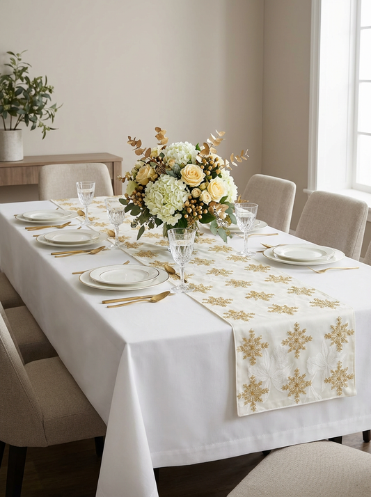 Chemin et set de table brodé - Collection Ghourza Snow