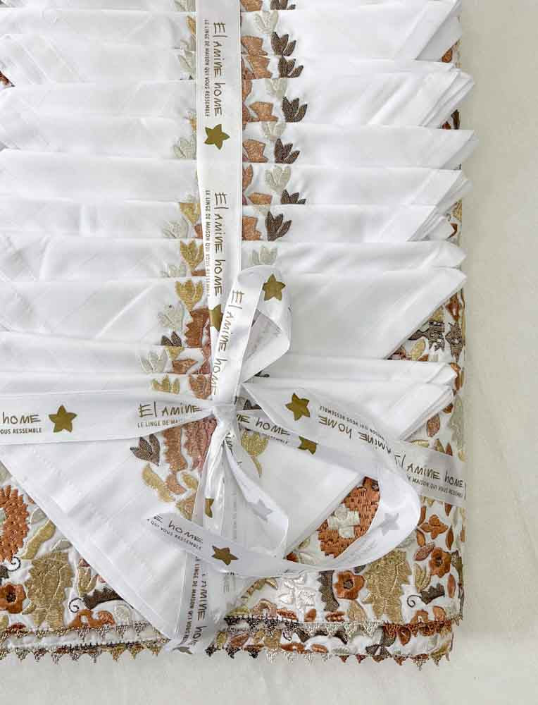 Nappe brodée carrée - Collection Taajira Tetouania