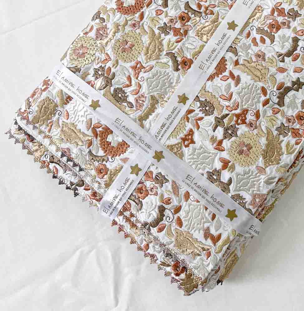 Nappe brodée carrée - Collection Taajira Tetouania