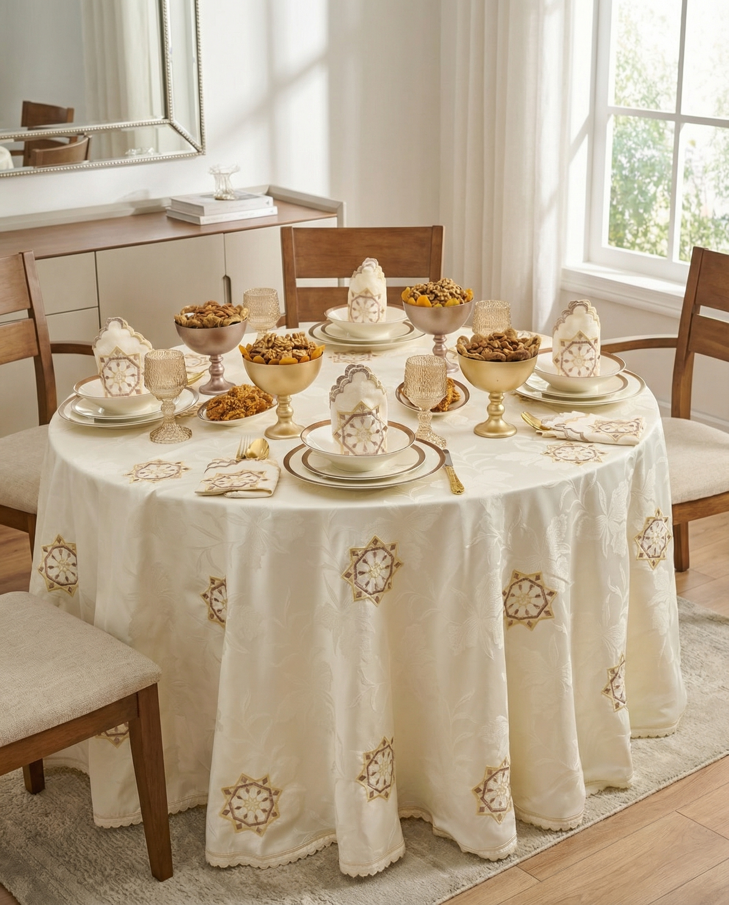 Nappe brodée ronde - Collection Zellija Assilya