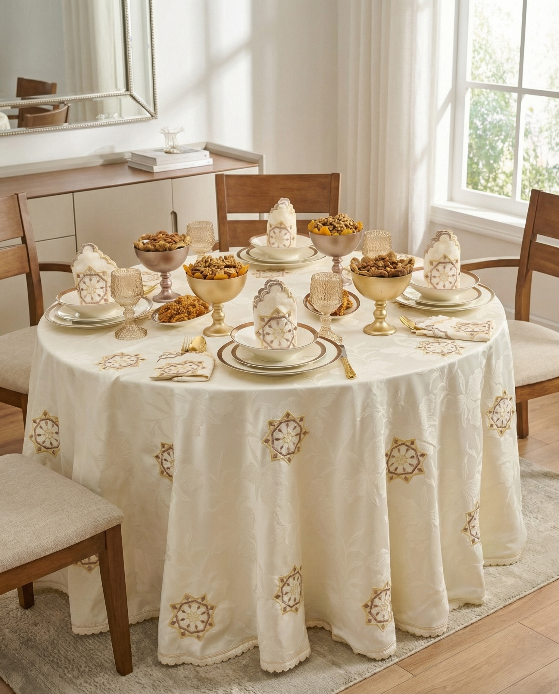 Nappe brodée ronde - Collection Zellija Assilya