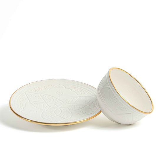 Service de table argile blanche pour 6 personnes