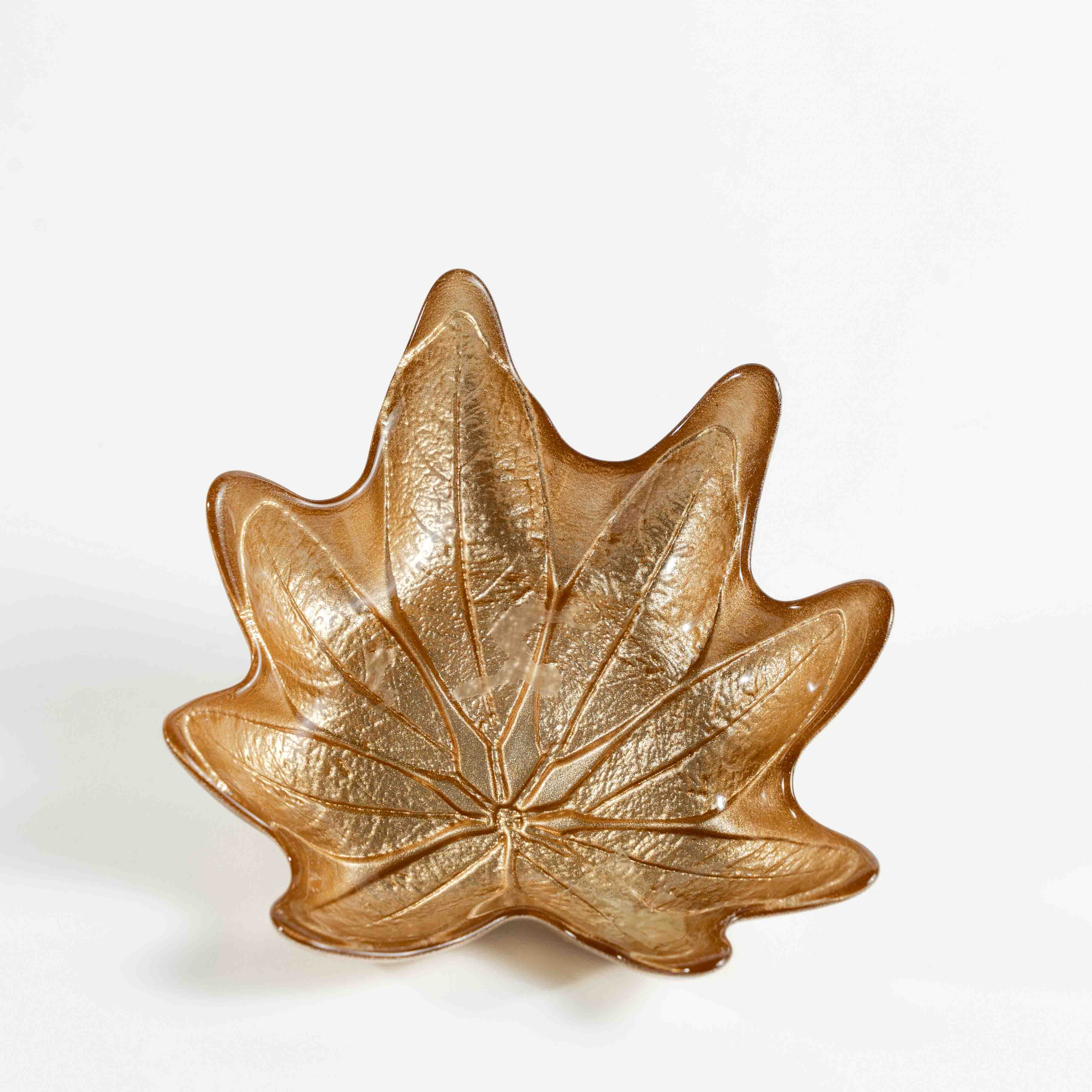 Plat Décoratif Feuille Dorée