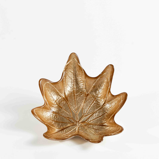 Plat Décoratif Feuille Dorée