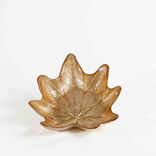 Plat Décoratif Feuille Dorée