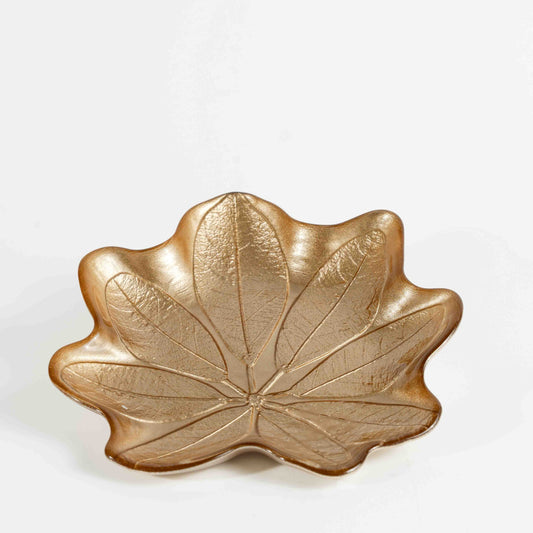 Plat Décoratif Feuille Dorée
