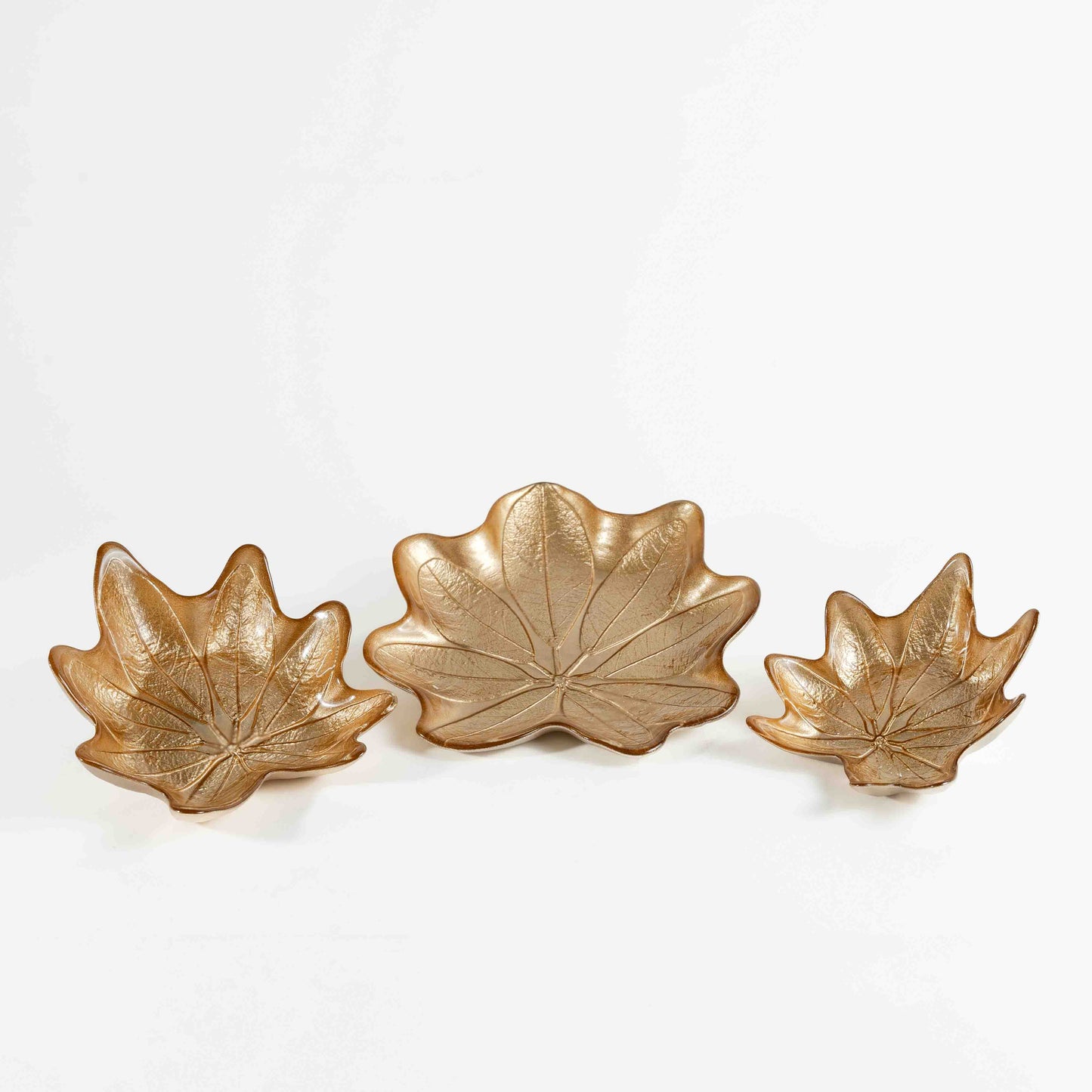 Plat Décoratif Feuille Dorée