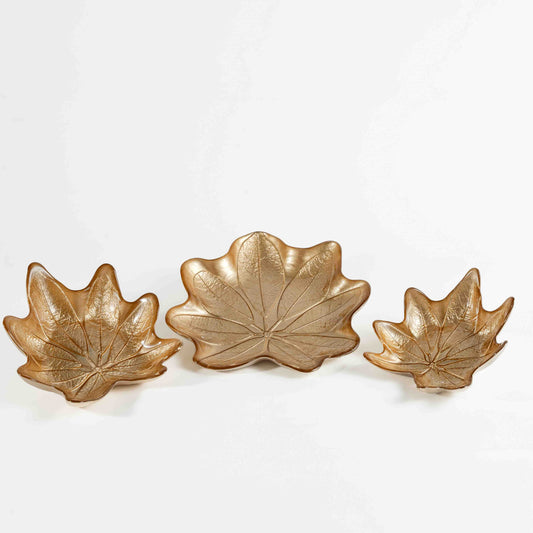 Plat Décoratif Feuille Dorée