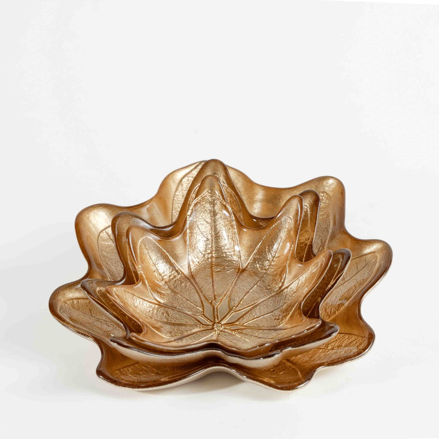 Plat Décoratif Feuille Dorée