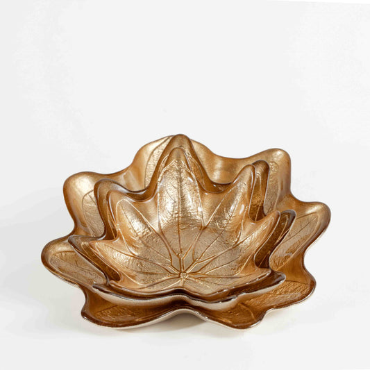 Plat Décoratif Feuille Dorée