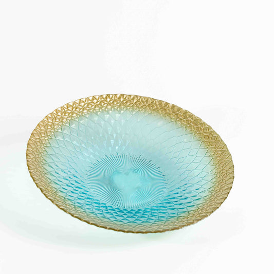 Plat creux vert eau et or