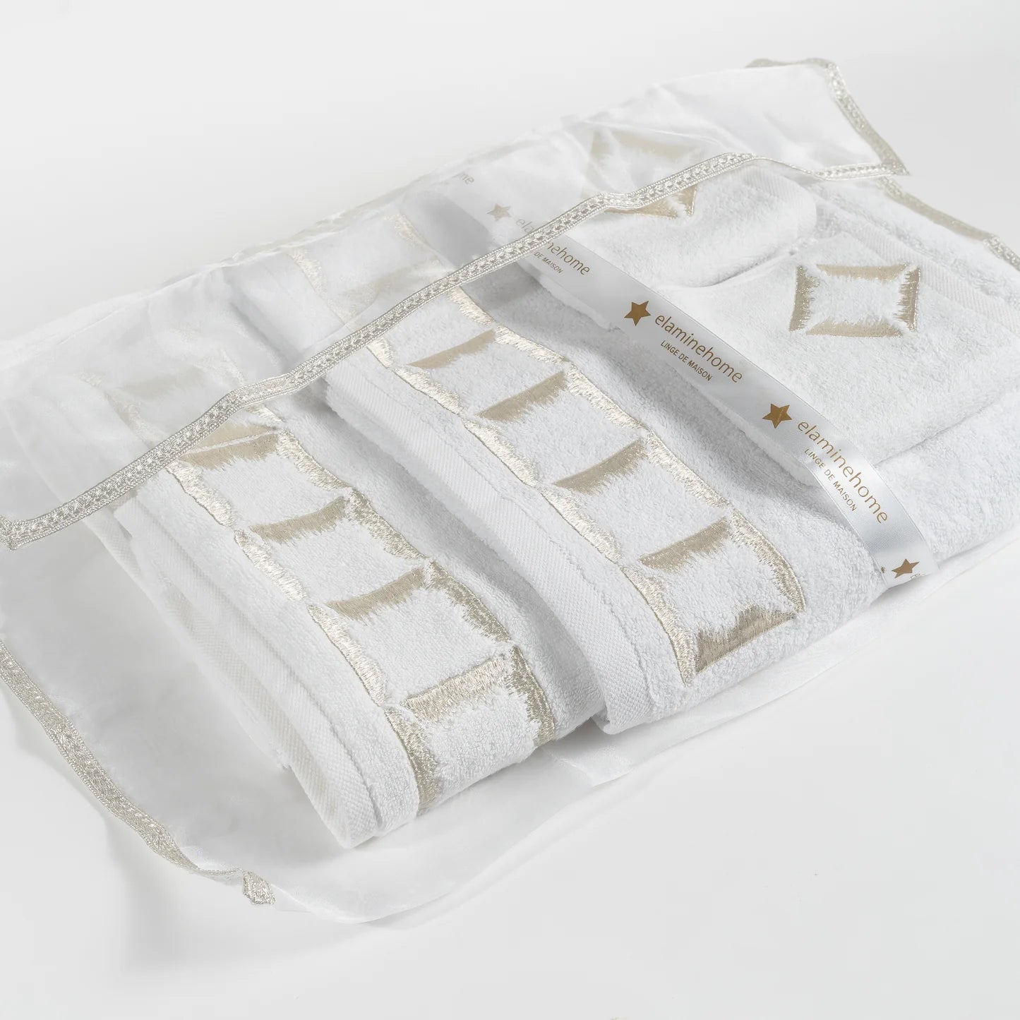 Ensemble de serviettes brodées – Collection Prestige
