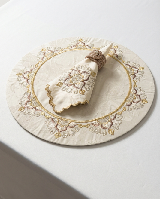Sets de table rond brodés - Collection Terre lumineuse