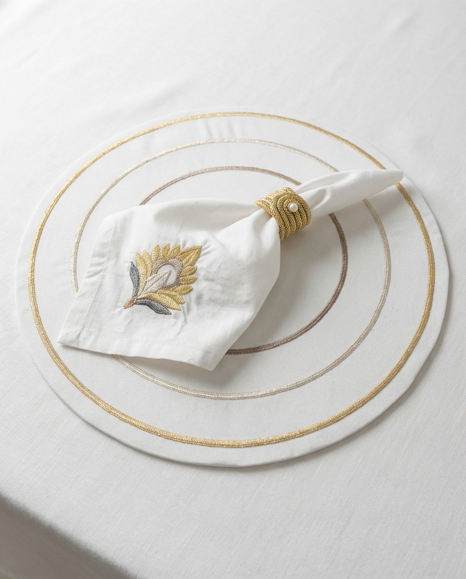 Sets de table rond brodés - Collection Love