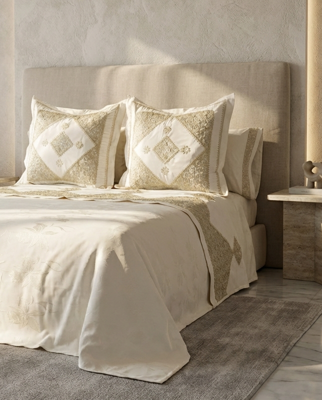 Parure de lit brodée - Collection Ghourza