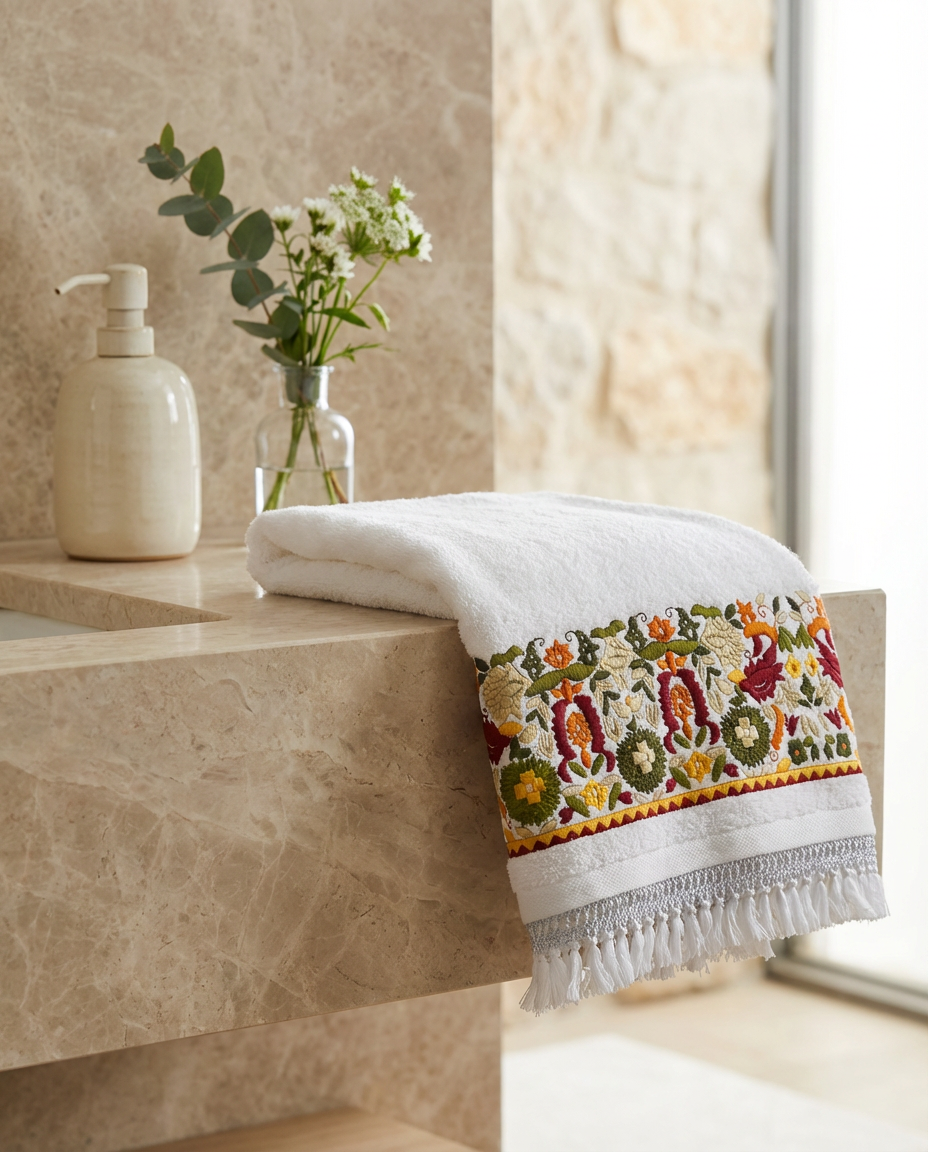 Serviette de bain 50x90cm - Collection Taajira Tetouania (Tekrir)