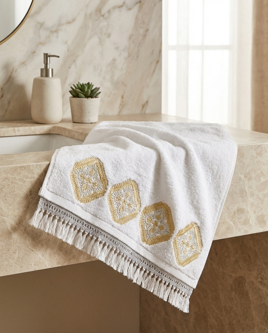 Serviette de bain 50x90cm - Collection Feuilles de Laurier (Tekrir)