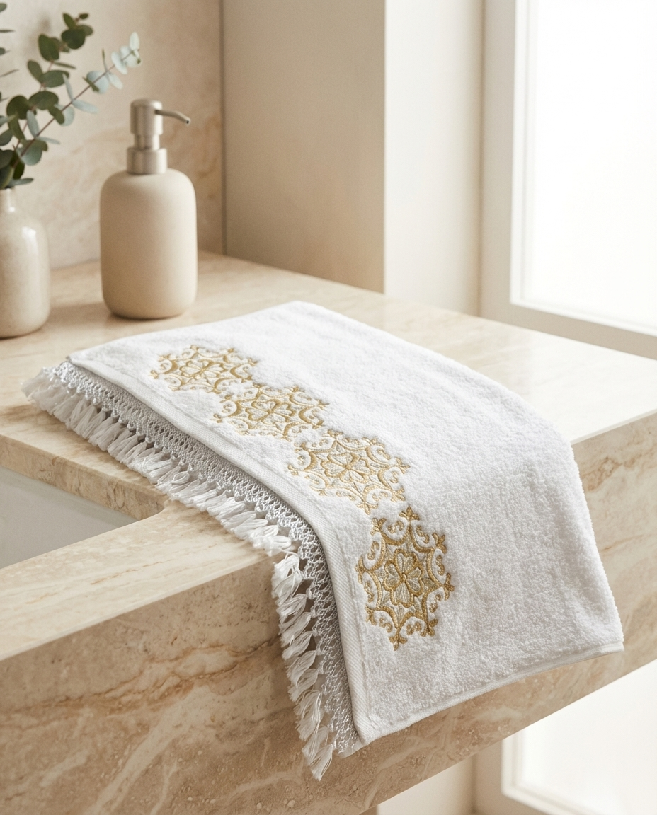 Serviette de bain 50x90cm - Collection Warda (Tekrir)