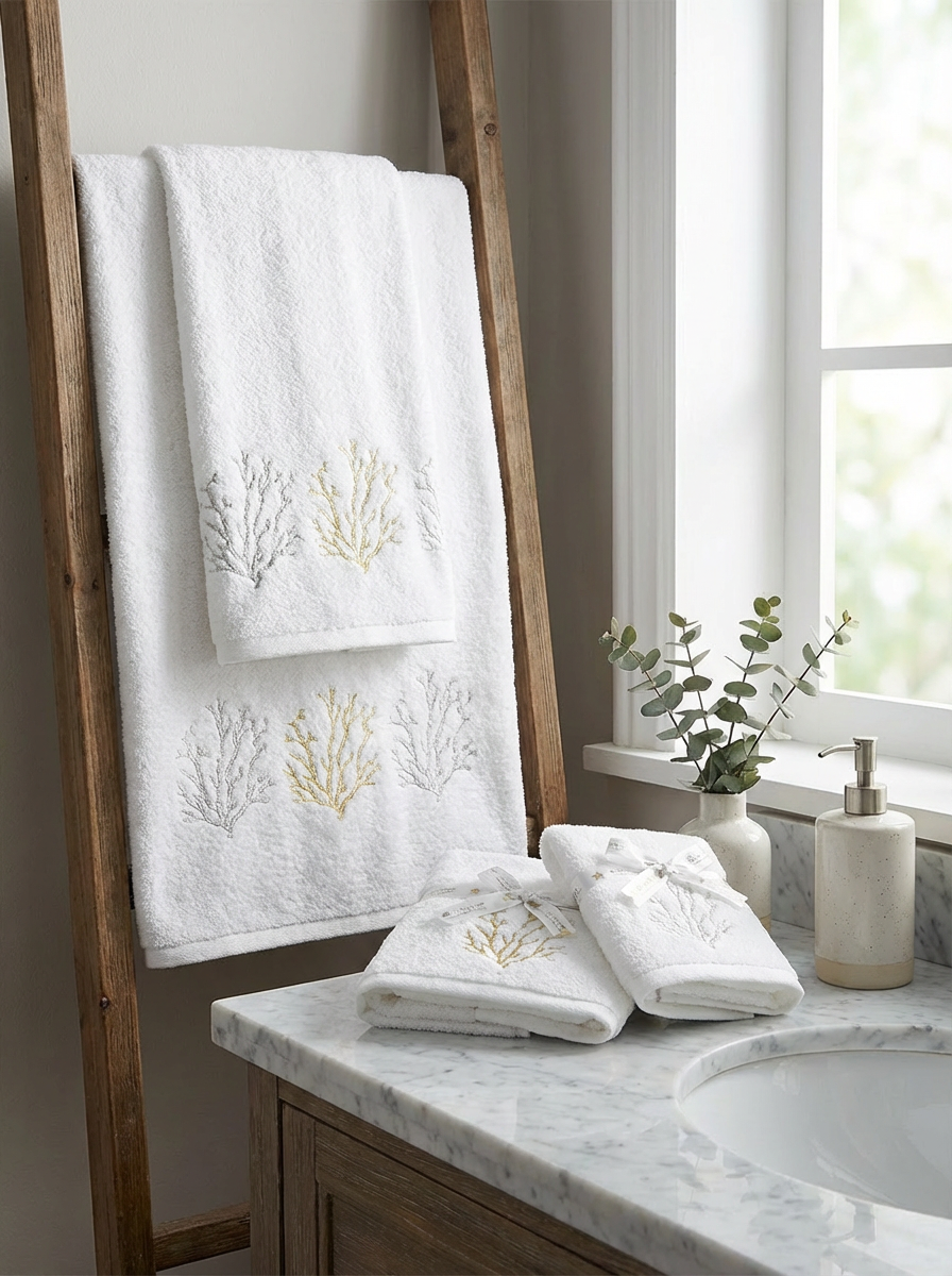 Ensemble de serviettes brodées – Collection Yasmina