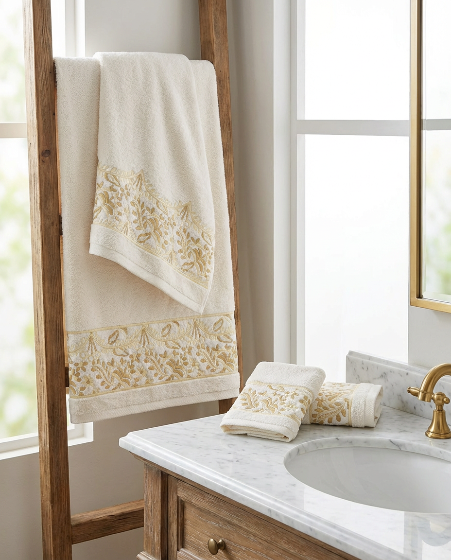 Ensemble de serviettes brodées – Collection Sakina